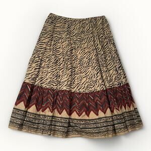 VTG Lauren Ralph Lauren Tiered Skirt Women's Size Large Animal Print Cotton